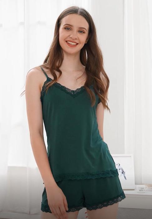 Women's Camisole Pajama Set Modal Pajamas Lace Trim Short Pajama Set with Shorts Easter Gift