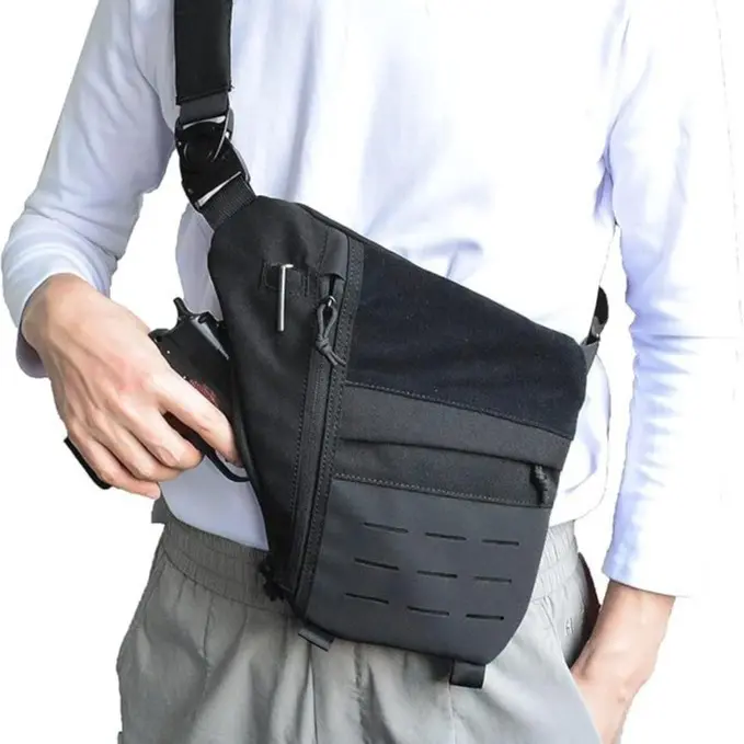 Stealth Tactical Crossbody Sling Bag in Nylon Fabric for Men and Women, Anti-Theft Shoulder Pack with a Compact Fit, Concealed Carry Bags for Everyday Use