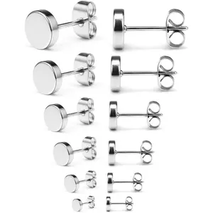20G Stainless Steel Clear CZ Ball Flat Top Stud Earrings Set for Men Women Barbell Stud Earrings Assorted Sizes 3-8mm