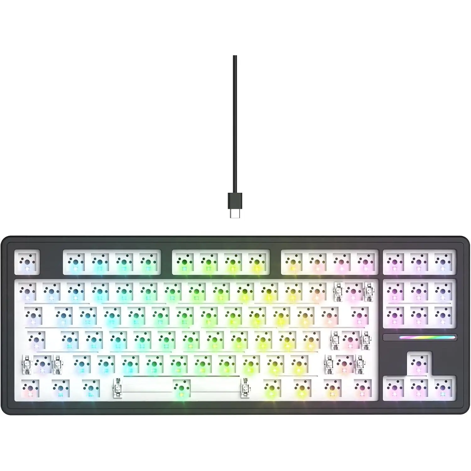 75% Custom Barebones Keyboard kit Gasket Mouted,Blank DIY Silent TKL Mechanical Gaming Keyboard PCB Hot Swappable 3pin/5pin  with South-Facing RGB for Win/ (M87 Kit-Black)