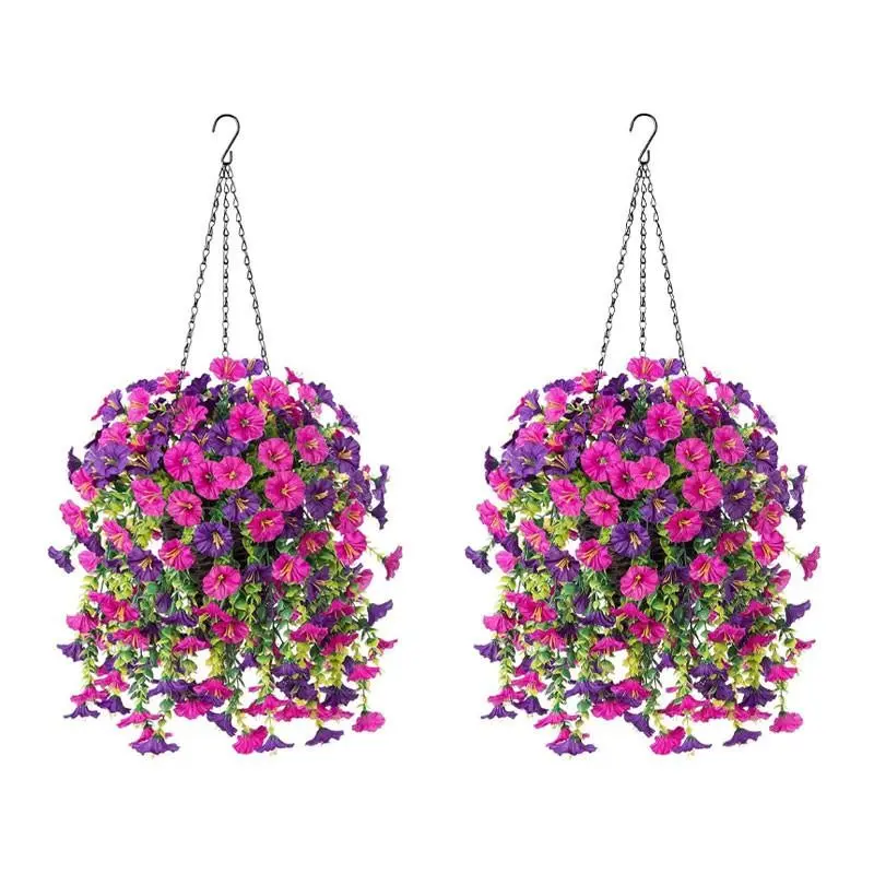 New autumn and summer decorative artificial hanging flowers and faux plants set of UV-resistant silk flowers, suitable for indoor gardens, porches, patios, balconies, courtyards, farmhouse walls, wall-mounted display, offices, and vines for Halloween and