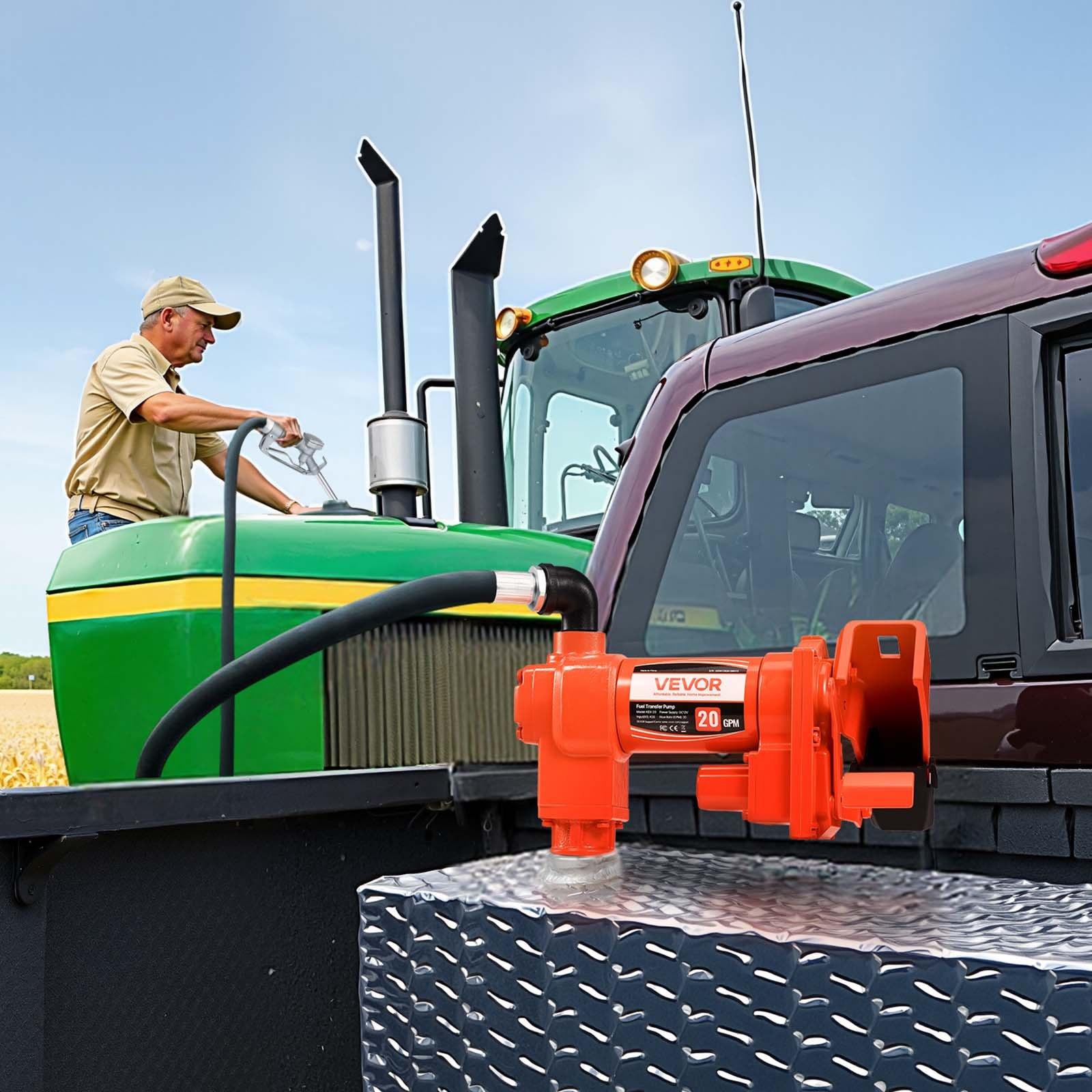 VEVOR Fuel Transfer Pump, 12V DC 20 GPM 1/4 HP Diesel Pump, Extractor Pumps with Manual Nozzle, Discharge Hose and Suction Pipe, for Gasoline, Diesel, Kerosene, Ethanol-Methanol Blends & Biodiesel VEVOR Fuel Transfer Pump, 12V DC 20 GPM 1/4 HP Diesel Pump, Extractor Pumps with Manual Nozzle, Discharge Hose and Suction Pipe, for Gasoline, Diesel, Kerosene, Ethanol-Methanol Blends & Biodiesel