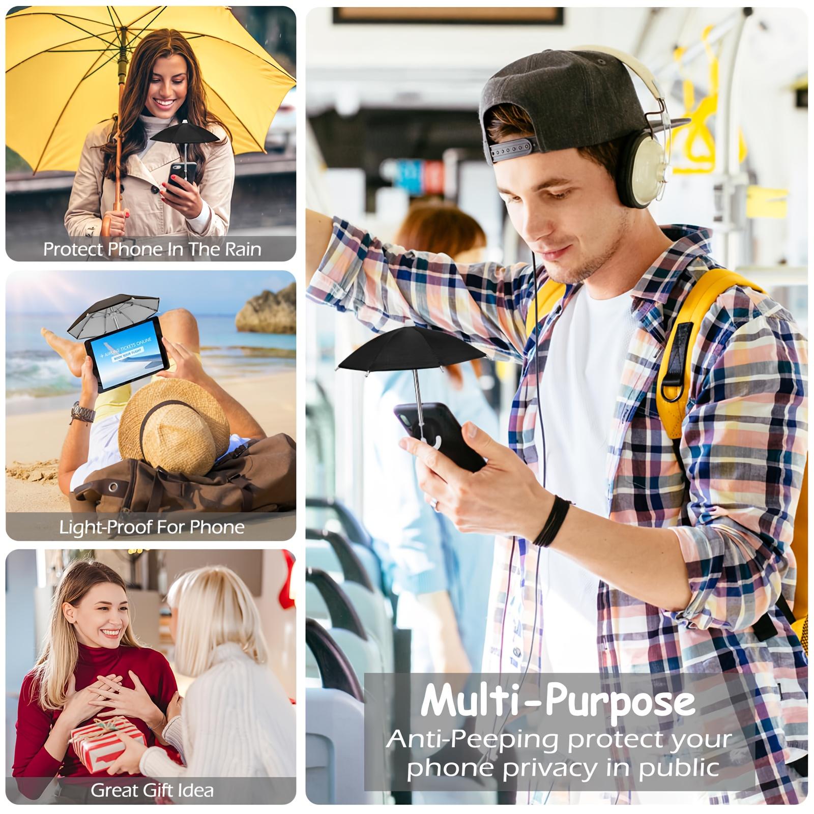 Outdoor Sun Protection Phone Umbrella Stand with Adjustable Suction Cup, Cute Design, Ideal for Beach Travel, Durable Frame, Cute Phone Stand & Sun Protector for Phone/Android Phones