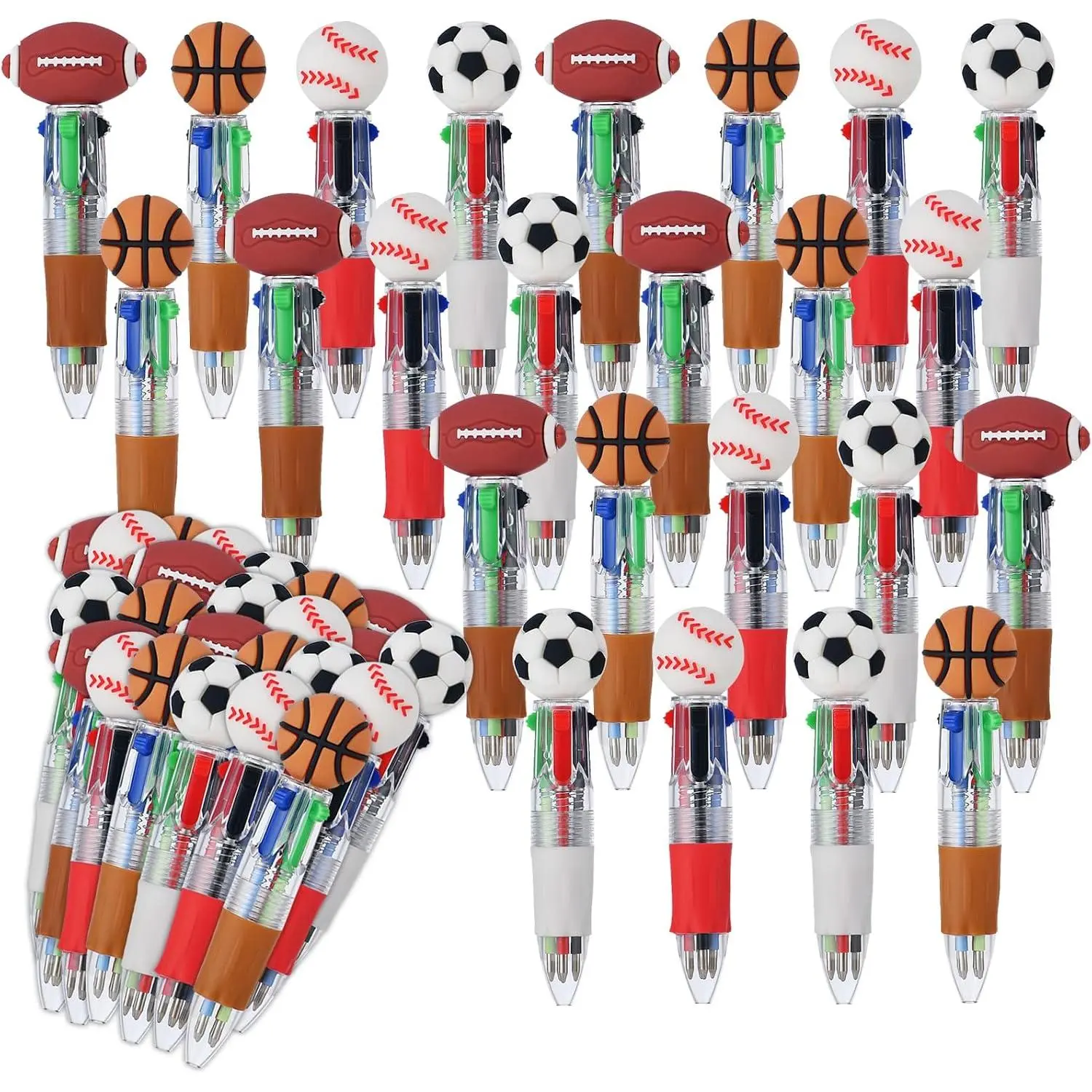 24 count 4-in-1  Ballpoint Pens - Bulk Football Soccer Basketball Pens for  Lovers,Exchange Gifts Classroom Prizes Party Favors&Goodie Bag Stuffers