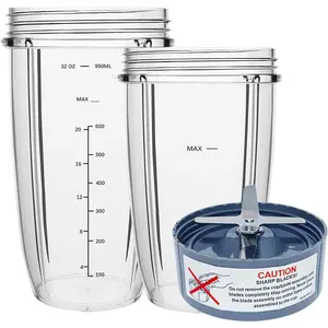 Blender Parts for Nutribullet, 32oz & 24oz Cups with Replacement Extractor Blade, Compatible with Nutri Bullet 600W/900W Pro Blenders (3 PCS)