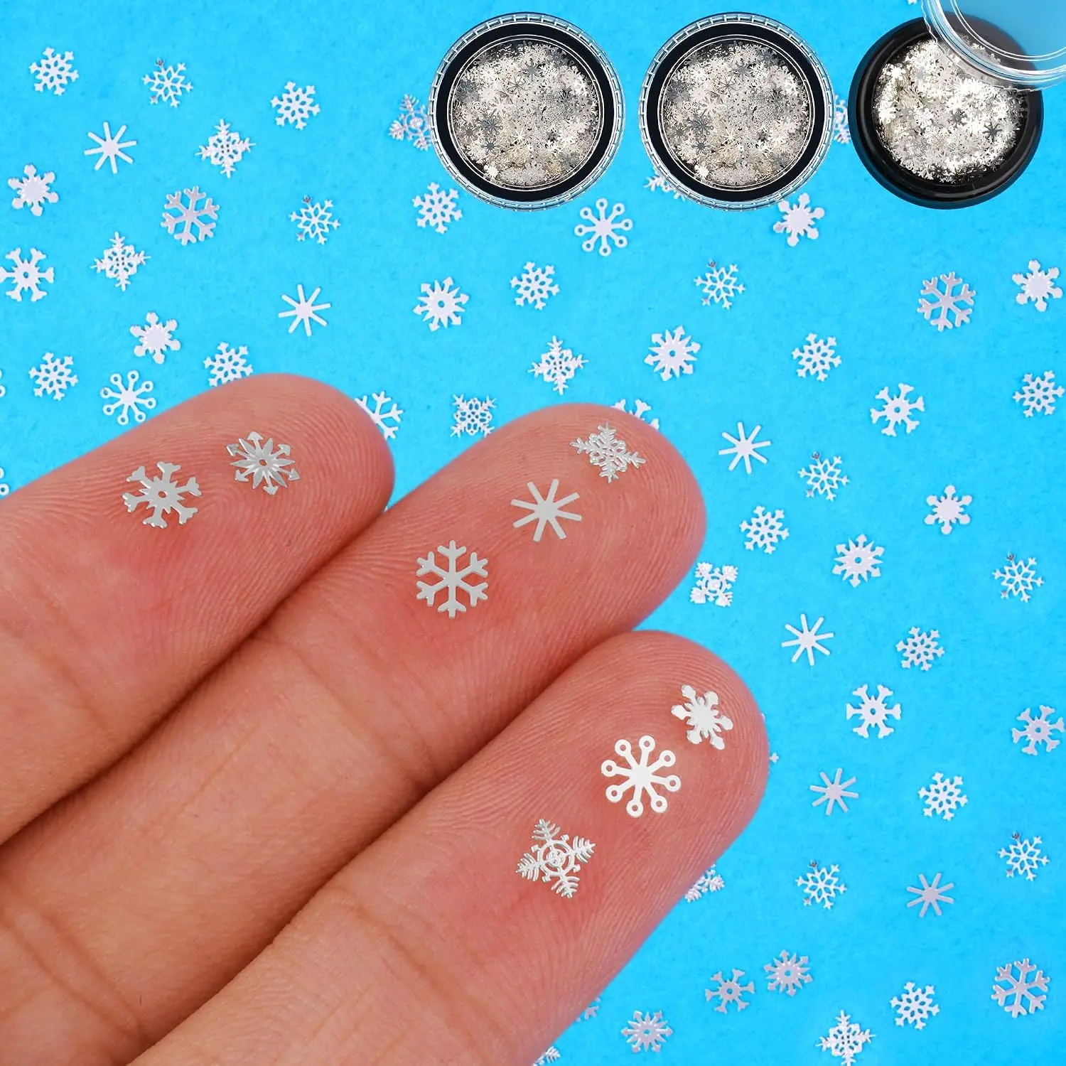 360 count Mini Snowflakes for Crafts - 0.2In Small Metal Snowflakes  Christmas Decorations for DIY Crafts Winter Party Xmas Tree Decor (D-)