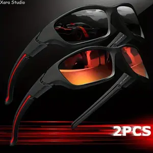2-Pack Polarized Anti-Ultraviolet Men's Sunglasses - UV400 Lightweight Wraparound Eyewear for Cycling, Fishing, Daily Wear (Suitable for Women Too)