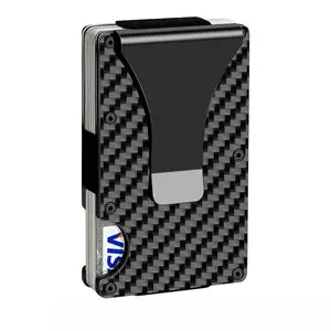 【Father's Day Gift】Genuine Carbon Fiber Metal Wallet for Men, Minimalist RFID Blocking Card Holder. Anti-scan protective card clip, sturdy slim portable pouch to prevent data theft, ideal for daily carry, business use and outdoor travel.