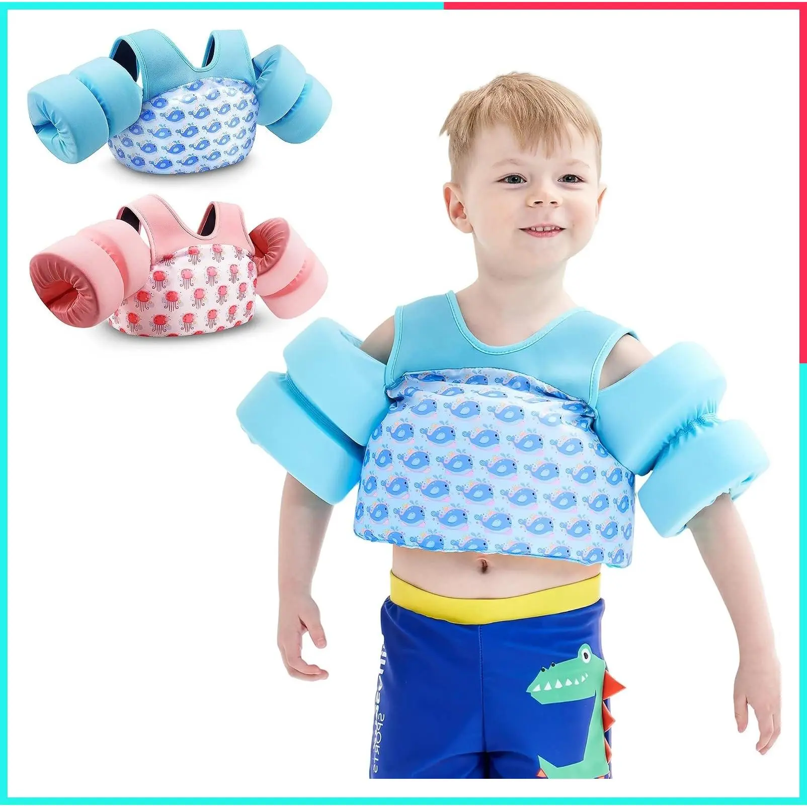 Toddler Swim Vest for 22-66 lbs, 2-8 Years | Adjustable Swim Float Jacket for Girls and Boys, Toddler Floaties for Swimming Training, Infant Safety Swim Aid