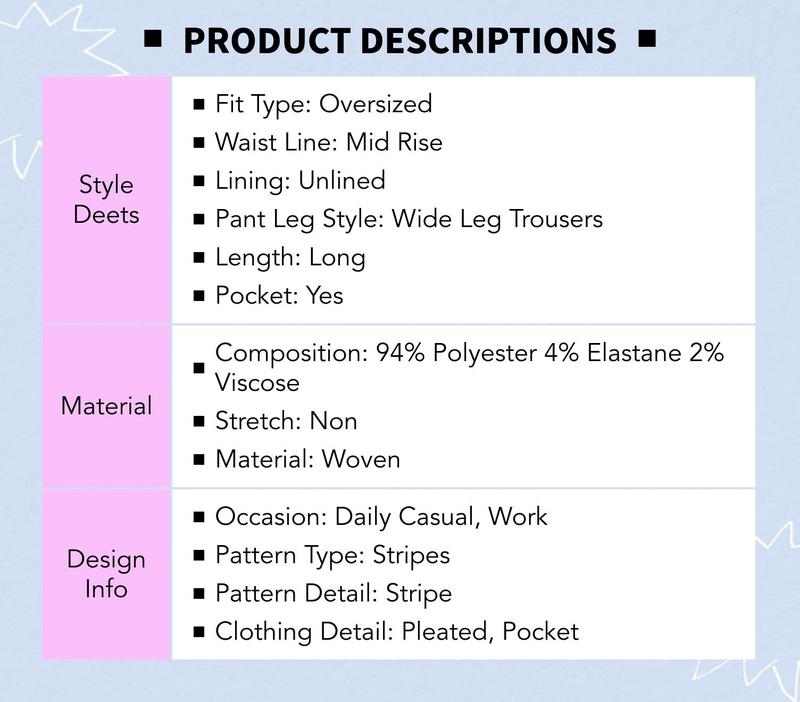 Cider Mid Rise Stripe Pleated Wide Leg Trousers