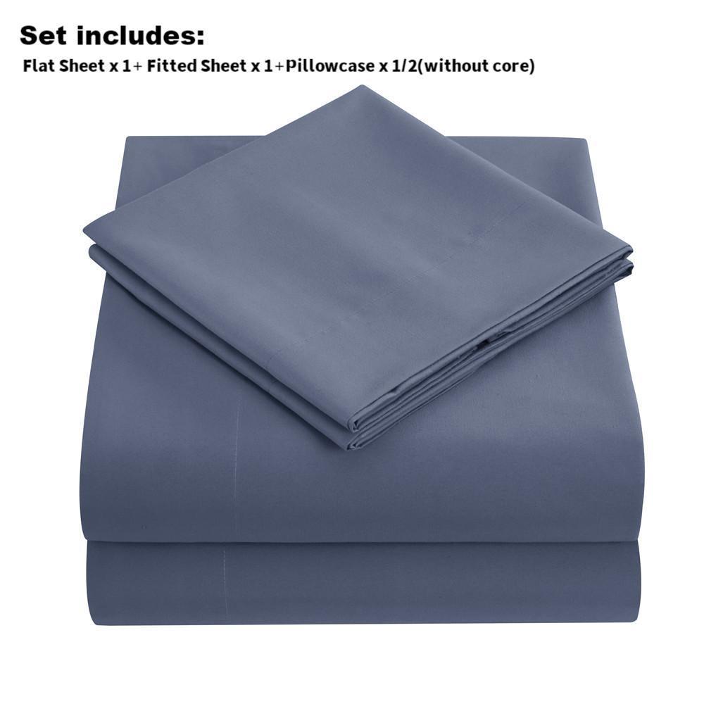 Ultra-fine Fiber Bedding Set ,1 Fitted Sheet, 1 Flat Sheet, 1/2 Pillowcase without Filler, Deep Design Anti Wrinkle and Anti Fading for Bedroom, Guest Rooms, Hotels, Microfiber Bed Sheets