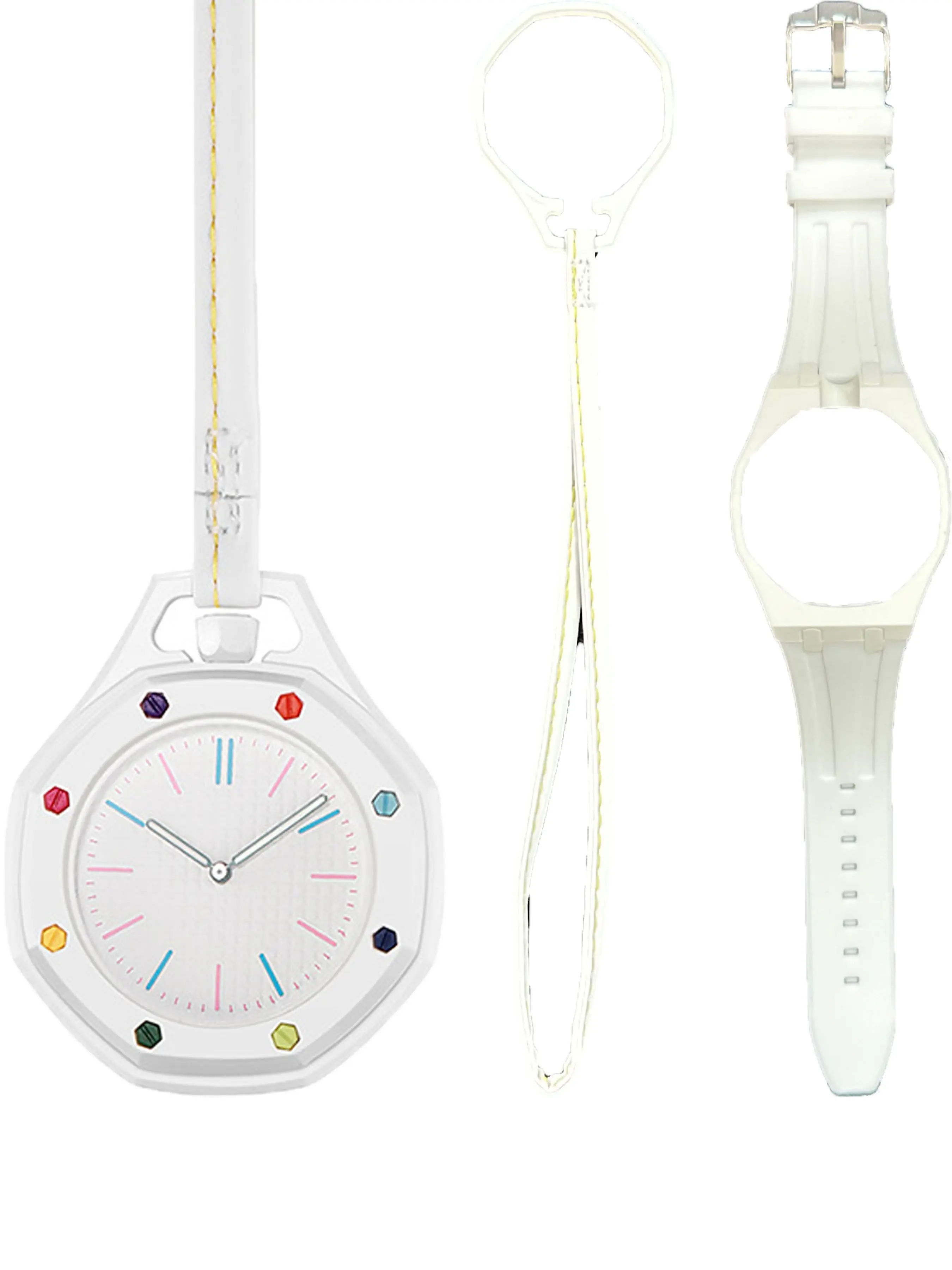 Latest Octagonal Pendant Watch, 2 Styles Straps, Hangable, Detachable Case, Fashion Quartz Watch, Elegant Round Face, Dial