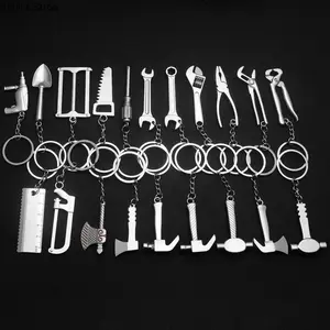 1PC Mini Construction Tools Keychain, Multi-Design Metal Keyring with Adjustable Wrench Spanner, DIY Bag Charm Gift