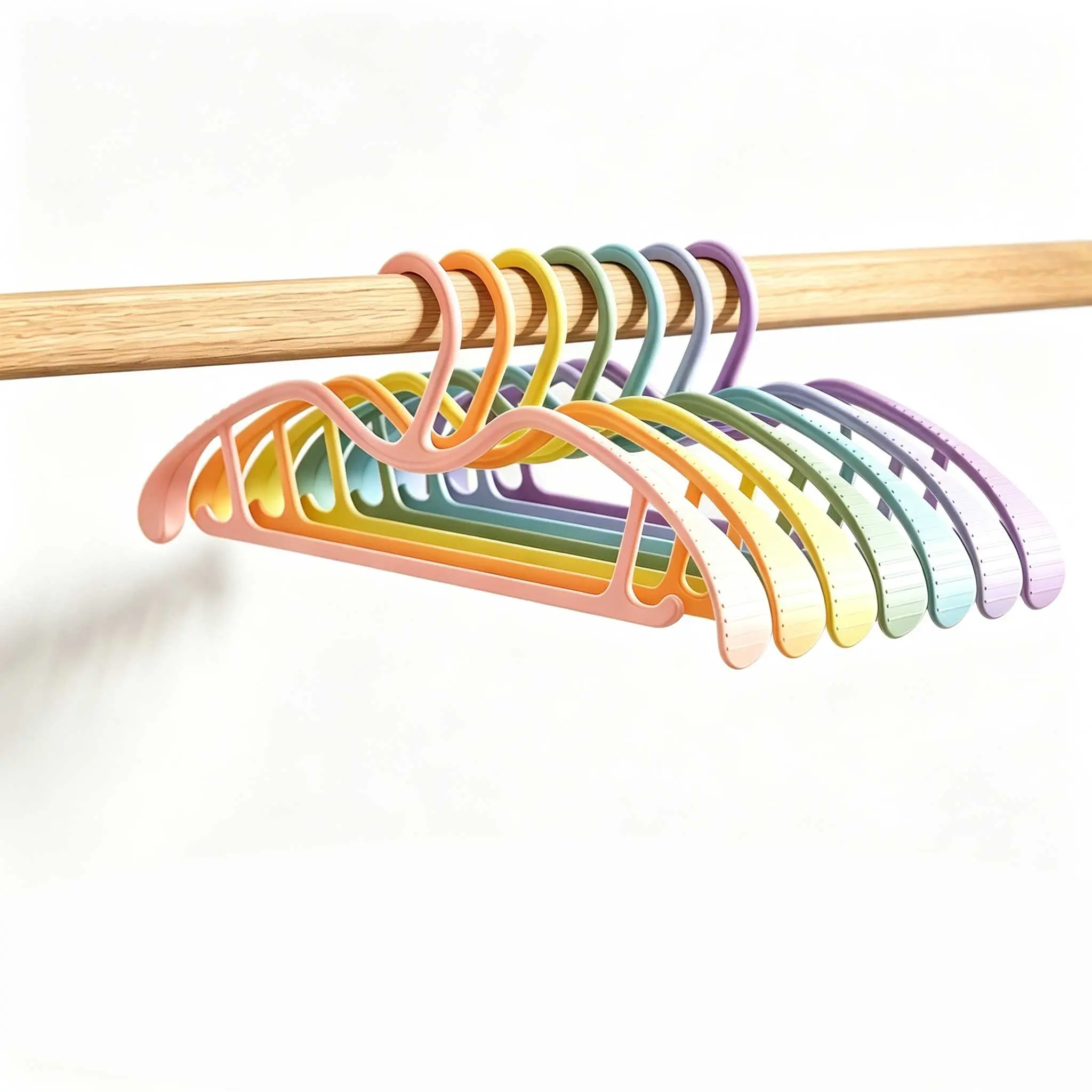 7 Pack Rainbow Wide Shoulder Non Slip Clothes Hangers, Anti Bump No Shoulder Bump Garment Hangers for Closet Shirts Coats Sweaters Home Use