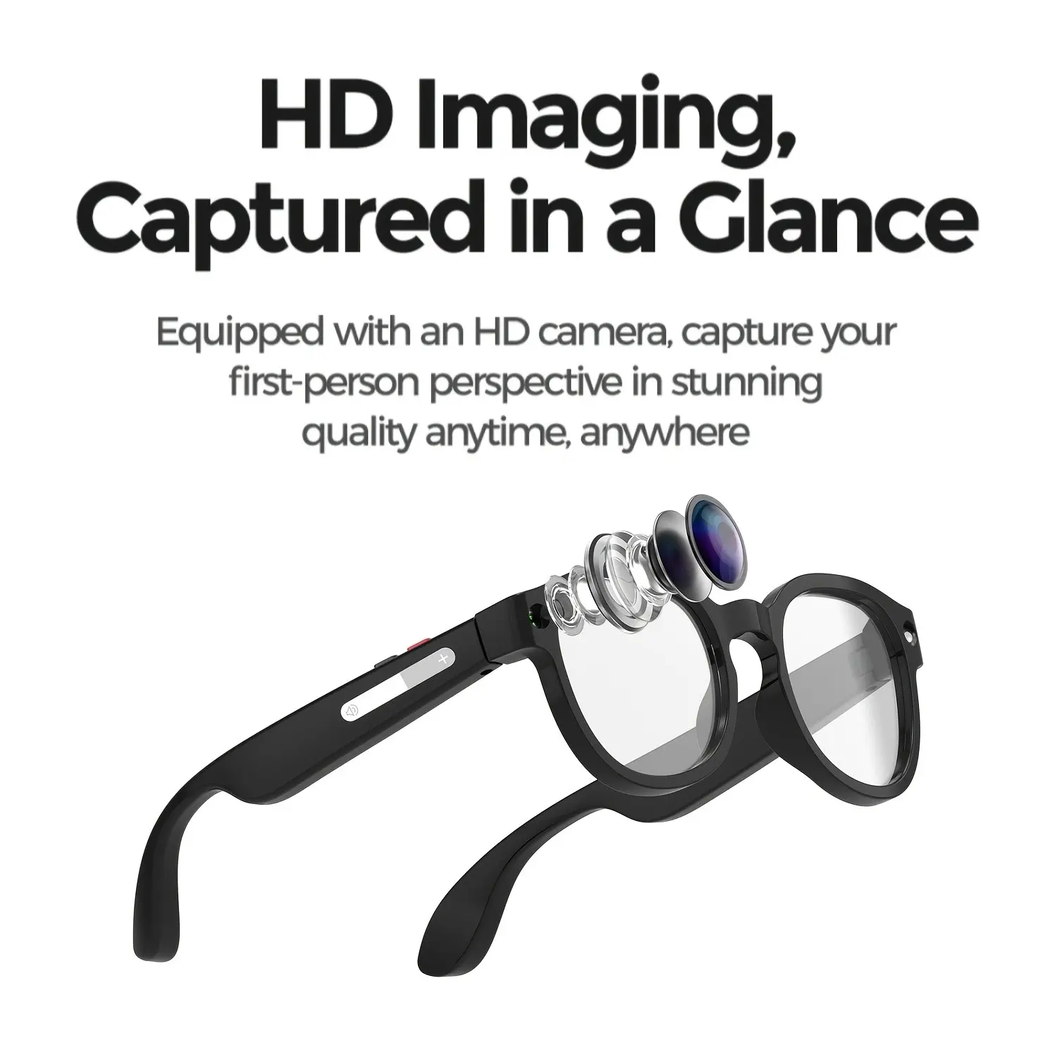 New smart AI glasses with a camer，Button Touch Adjustment for Travel Outdoor Adventures Hands-Free Photography Languages Real-Time Translation Bluetooth Wireless Wearable Video Recording UV Protection