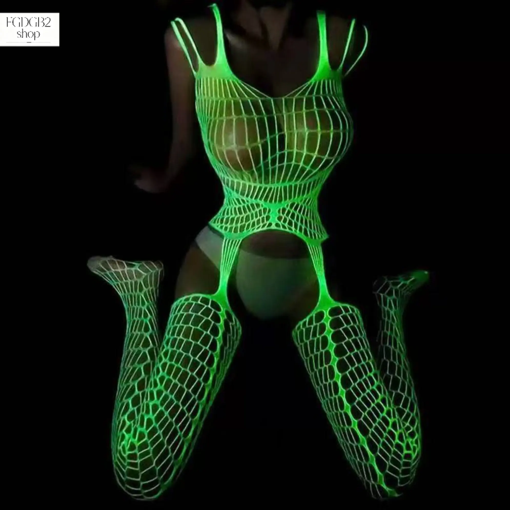 Women's Glow-in-the-Dark Fishnet Bodystocking Bodysuit, Sheer Mesh Stretchy Hollow-Out Full-Body Tights, Mesh Style Costume Accessory for Halloween, Rave, Costume Light Goth Club Clothes for Women punk complete colorful fish multifunctional birthday gift