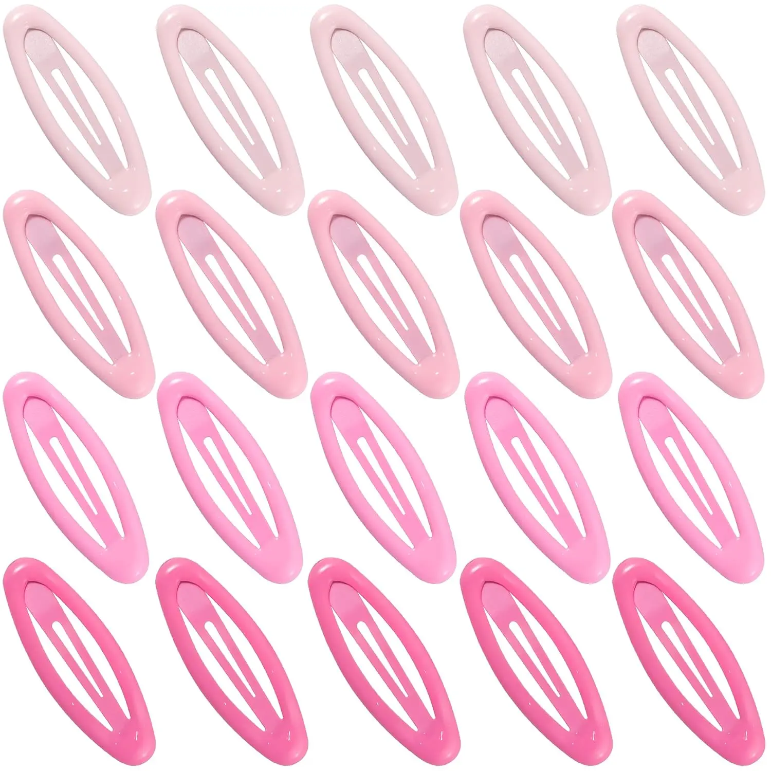 20 count Oval Metal Snap Clips for Women No Slip Small Barrettes for Thin Fine Hair,Bright