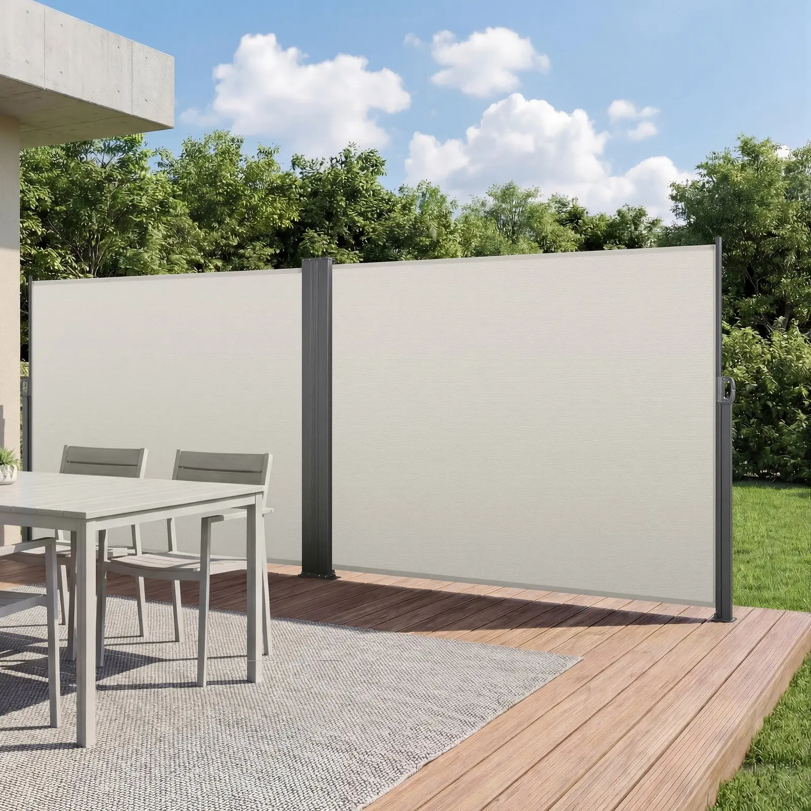VEVOR Retractable Side Awning, 71"x236" Patio Retractable Screen Panel with 180 g/m² Polyester Fabric, Waterproof Sunshade Privacy Cover for Balcony, Pools, Garden Shade