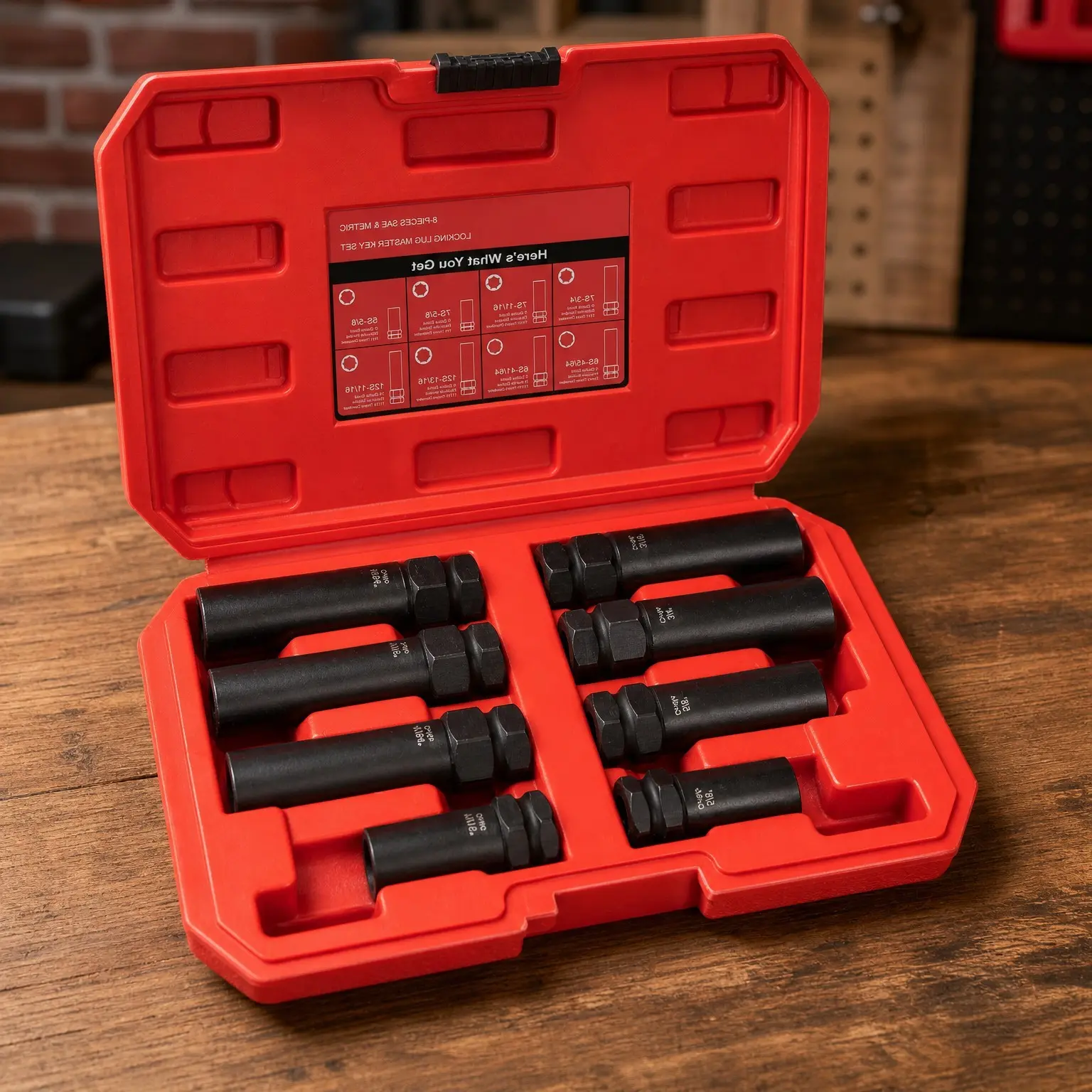 6 Spline & 7 Spline Lug Nut Socket Set, Drive Wheel Lock Key, Locking Nut Removal Tool for Easy Installation on Aftermarket Rims (8-Pieces)
