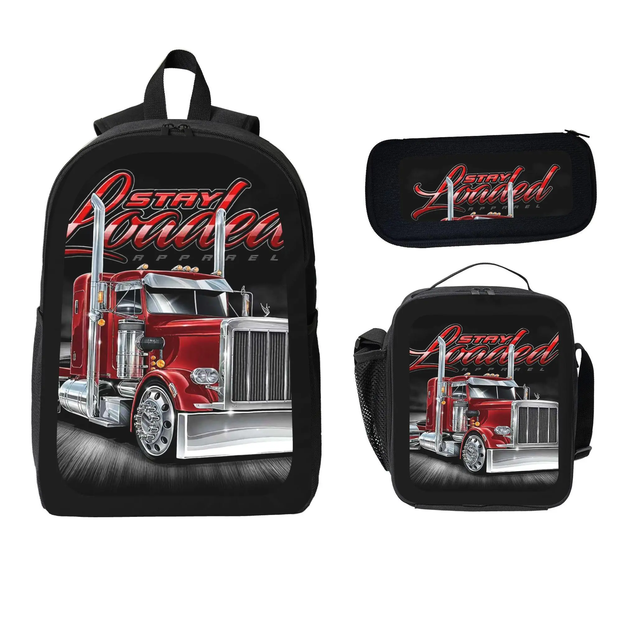 3-Piece Trucker-Style Bag Set with Pencil Case and Tote, Novelty Truck-Shaped Design with Extra Storage, School/Work, Lunch Box, Backpack, 1 Set, Enthusiasts, Extra Space