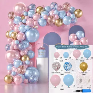 Pink Blue Gold Balloon Garland Arch Kit for Baby Shower, Birthday, Wedding and Party Decor