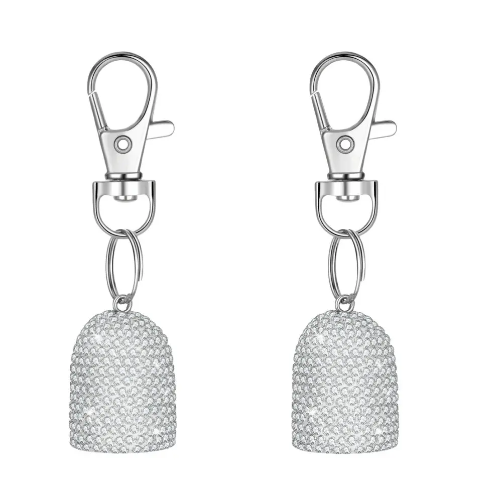 2pcs Rhinestone Lipstick Replacement Caps Shiny Lipstick Covers Lip Balm Keychain, Elegant Jewelry Accessory, Perfect Gift for Women, Handmade Keychain, Bling Bling Keychains, Key Accessories