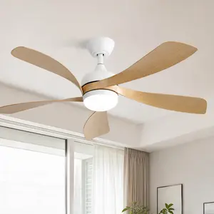 ARCH 52 Inch Modern LED Ceiling Fan with Remote Control, 3 Color Dimmable Light, 5 ABS Blades, Reversible DC Motor, White Finish for Bedroom Living Room Office Indoor Use, White Color Options, ABS Material, Product Dimensions: 52.00 W x 52.00 D x