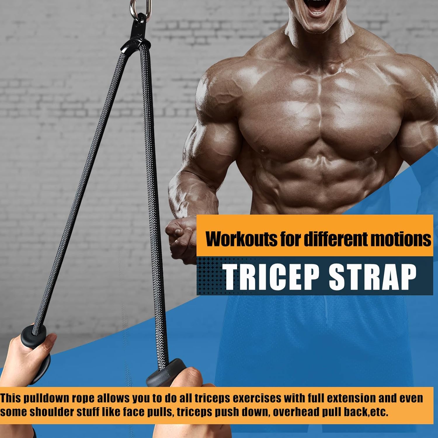 Tricep Rope Pulldown Attachments, Upgraded 27 32 40 &  Inch Extra Long Triceps Rope  Attachments for Gym, LAT Pull Down Bar for  Machine, Tricep Workout  Attachments