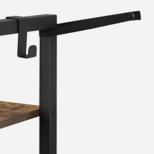 Ladder Shelf, Bookshelf Bookcase, Freestanding Corner Storage Shelve with 2 Hooks for Home Office, Living Room, Kitchen, Bedroom, Industrial, 11.8" D x 13.4" W x 63" H, Rustic Brown