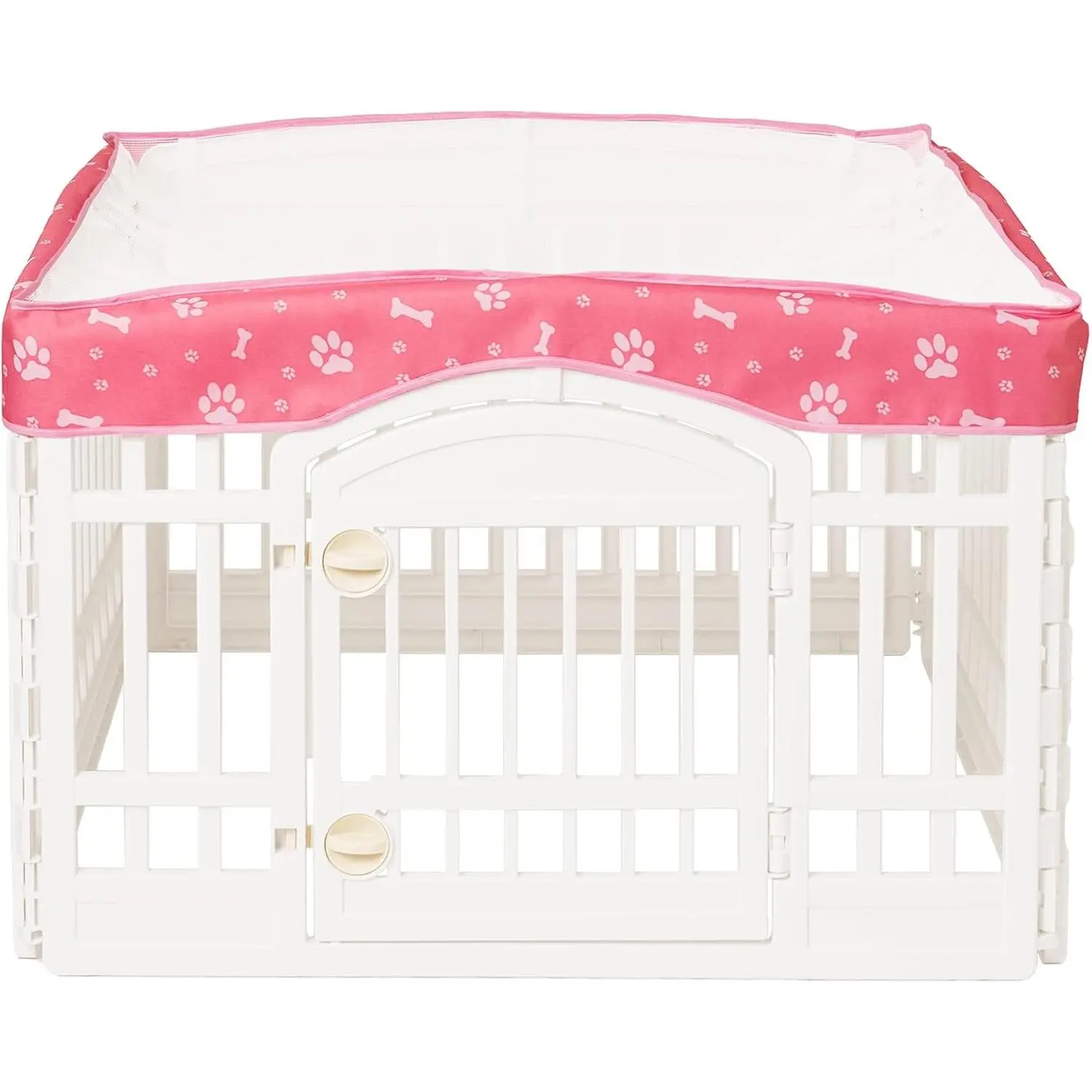 Dog Playpen Mesh Top Cover for 36" Inch Pet Playpen with 4 Panels,[ Note: Playpen Not Included] Dog Crate Cover Pet Tent Puppy Play Pen Cover, Ideal for Indoor/Outdoor Use. (Pink)