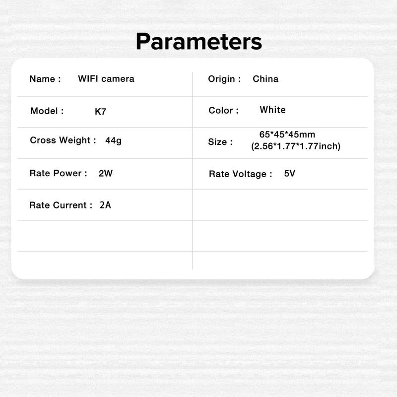 Wireless WiFi Camera, USB Wall Mount Security Monitor with Night Vision, Motion Tracking, 2-Way Talk, APP Live View, Security Camera for Indoor Use, Home Monitoring Camera
