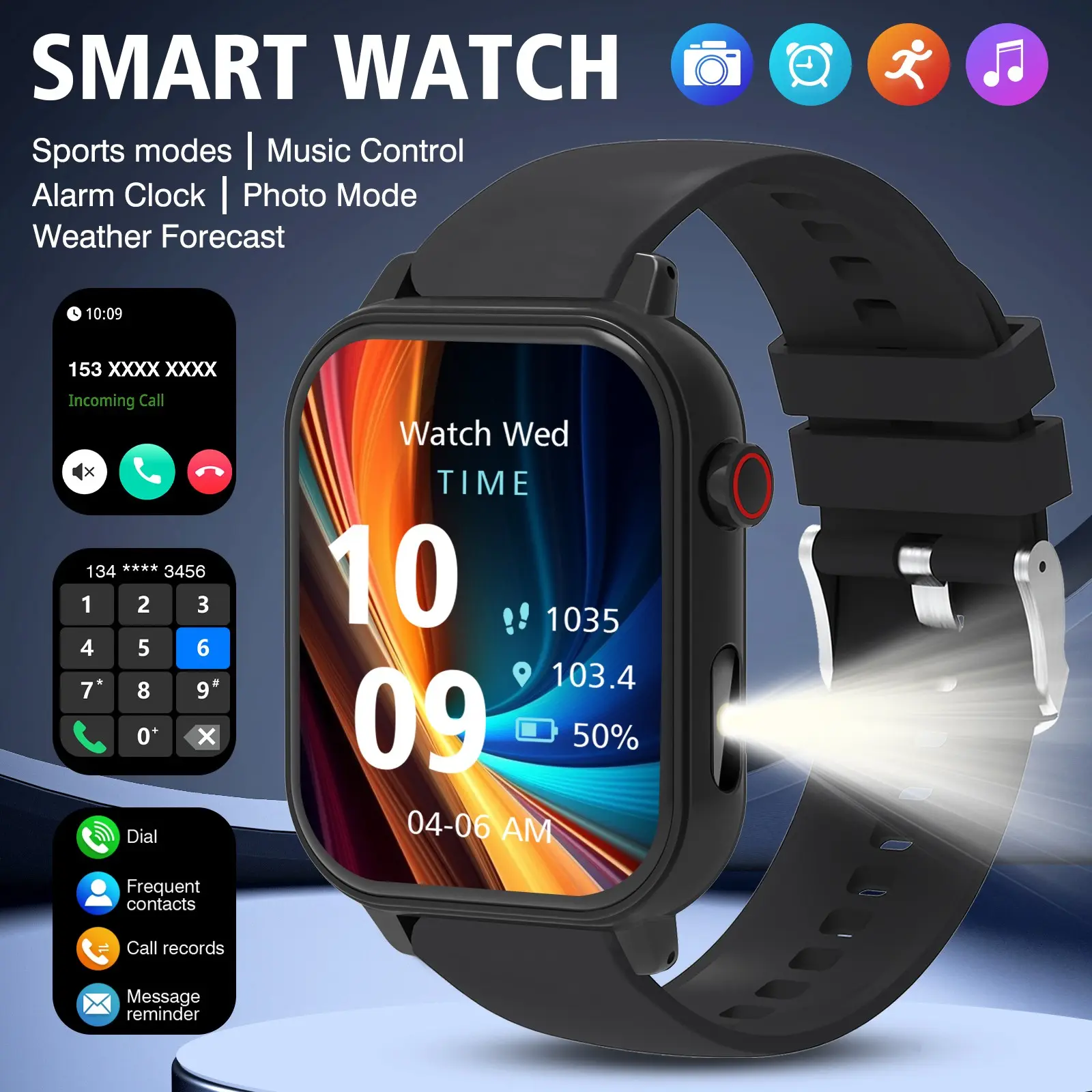 Upgrade Smart Watch, Wearable Digital Smartwatch, 1.83 Inch Touch Screen, Bluetooth-compatible, Step Tracker Watch, Step Counter, for Android, Gift for Men Women, Birthday Present