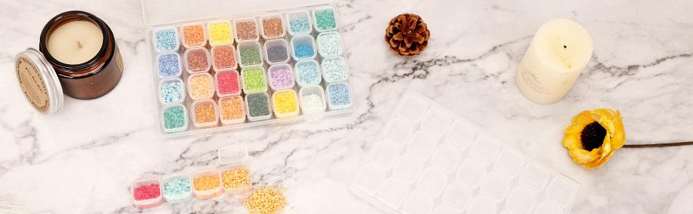 168 Slots Diamond Painting Storage Containers, 3pcs 28 Grids Clear Diamond Painting Accessories and Tools Boxes Bead Organizers Diamond Art Embroidery Storage with Label Stickers