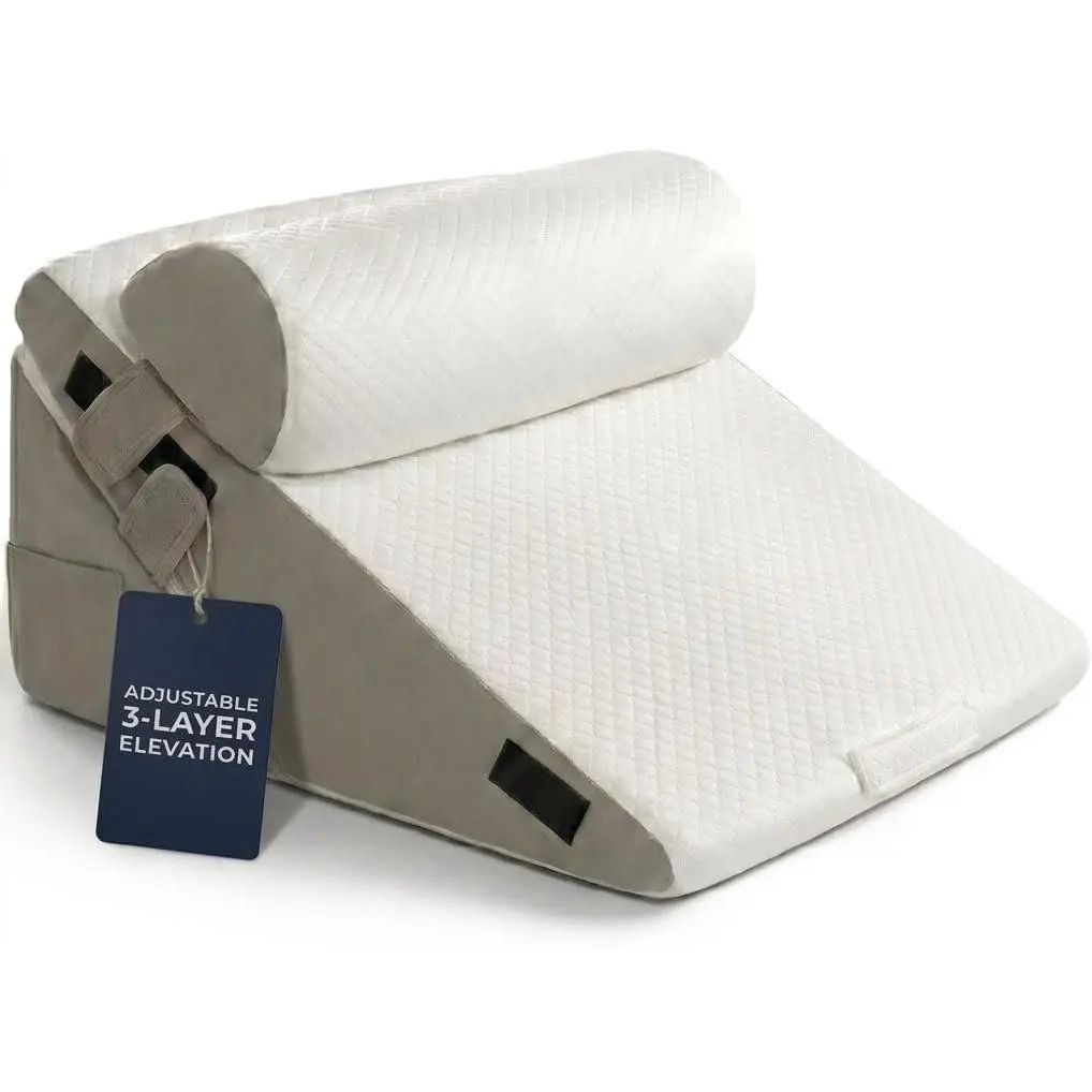 10-in-1 Adjustable Design 3PCS Wedge Pillow for Sleep Apnea, Wedge Pillow for Acid Reflux Relief, Orthopedic Headboard Bed Wedge Pillow for Sleeping, Neck & Back Support for Snoring and Reading