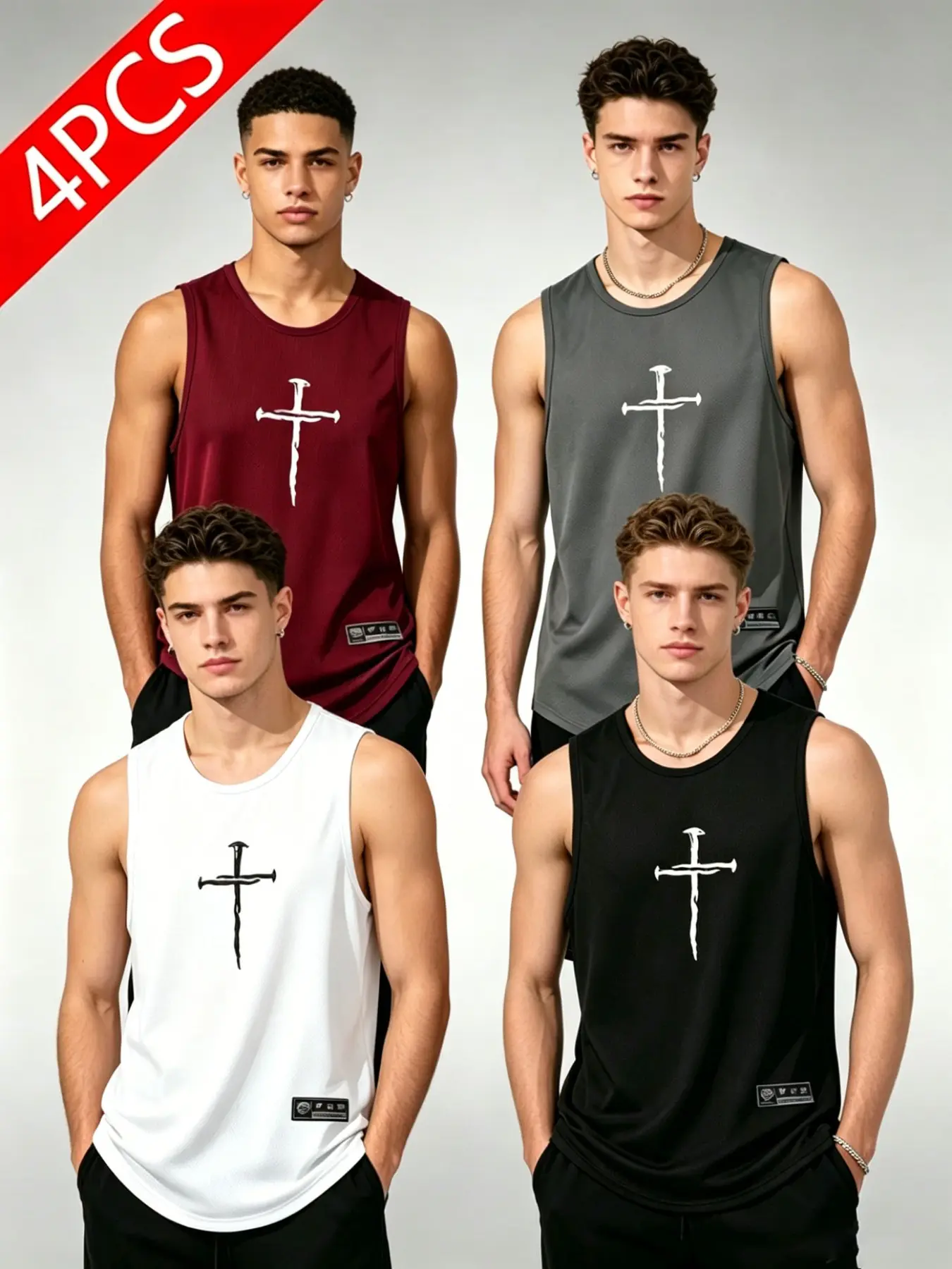 4-Pack Men's Quick-Dry Sports Tank Tops, Dry Fit Vest, Casual Gym Vests, Casual Sportswear, Daily Wear Sportswear, Father's Day Gift, Breathable Workout Tops, Lightweight Breathable Moisture-Wicking, Comfortable Elastic, Multiple Colors