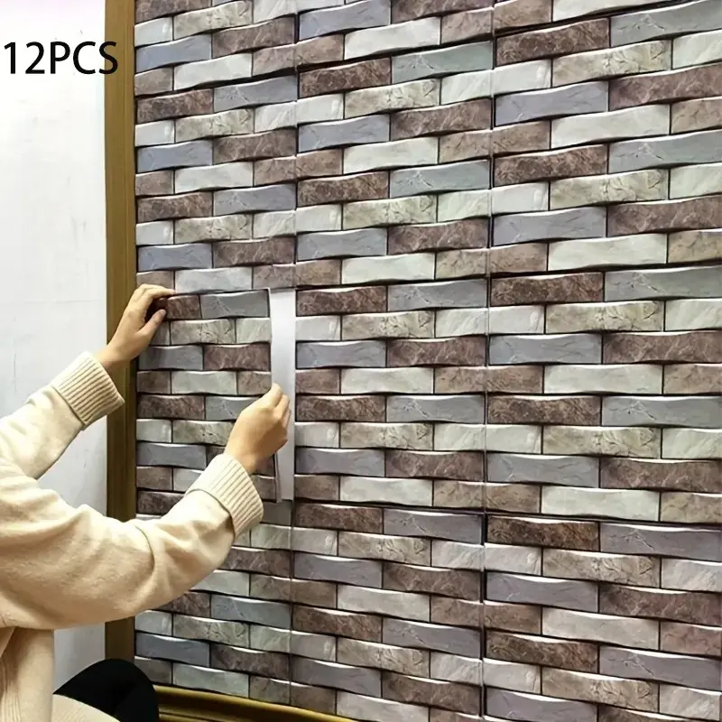 Self-Adhesive 3D PVC Wall Stickers Set, Home Decor for Kitchen Cabinets and Bathroom Wallpaper, Accent Wall Peel and Stick, Waterproof, Easy to Apply