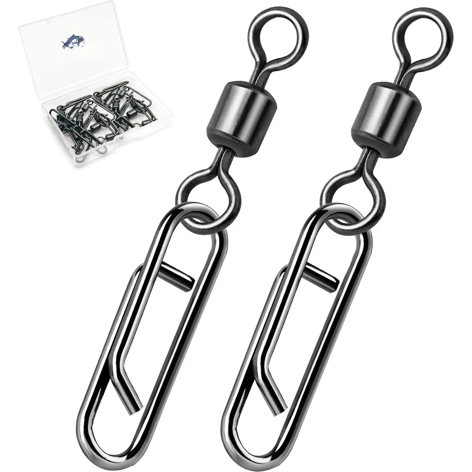 Fishing Swivel Clips Power Clip,50pcs Rolling Swivels with Speed Clip Snaps,Quick Change Connector Saltwater Freshwater for Rigs Lures