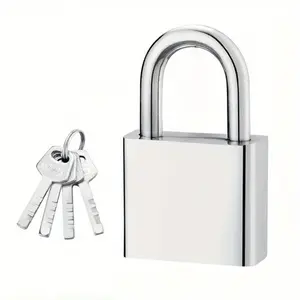 Stainless Steel Padlock with 4 Keys, Square Blade Small Anti-Theft Lock, Rust-Resistant Security Lock, Durable and Reliable