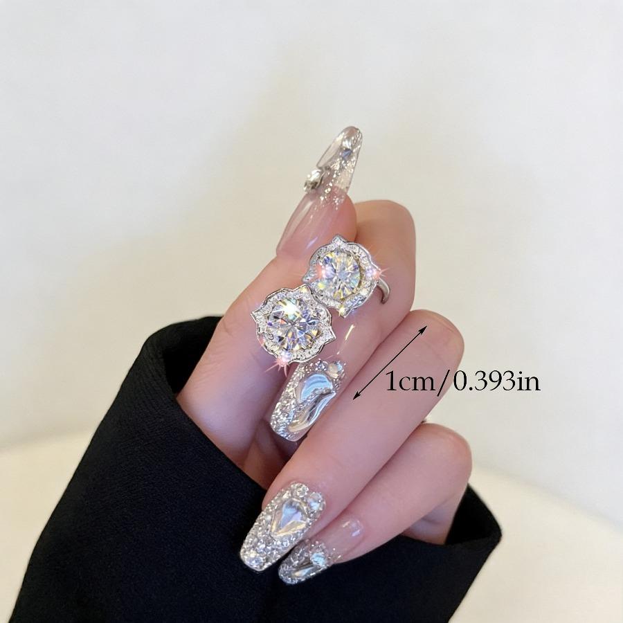 Bling Elegant Zirconia Inlaid Flower Stud Earrings - Silvery-Plated Women's Jewelry, Ideal for Daily Wear & Dating, Perfect Valentine's Day Gift