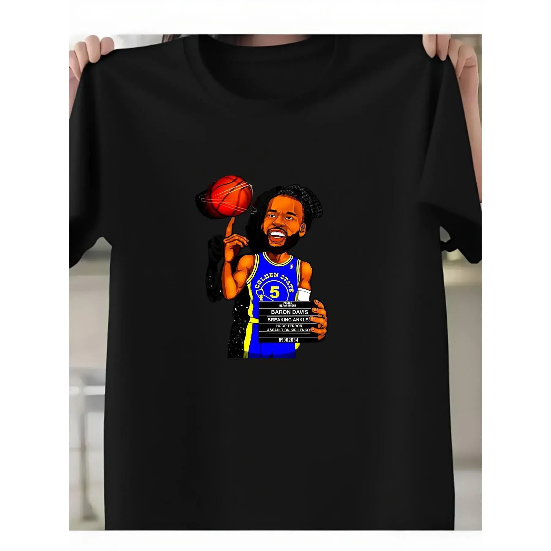 Women's Street Art Basketball Star Cotton Short-Sleeve Casual T-Shirt, Urban Sportswear Tops for Sports Enthusiasts - Unisex Print Option, Holiday Gift Choice for Shopping Dates