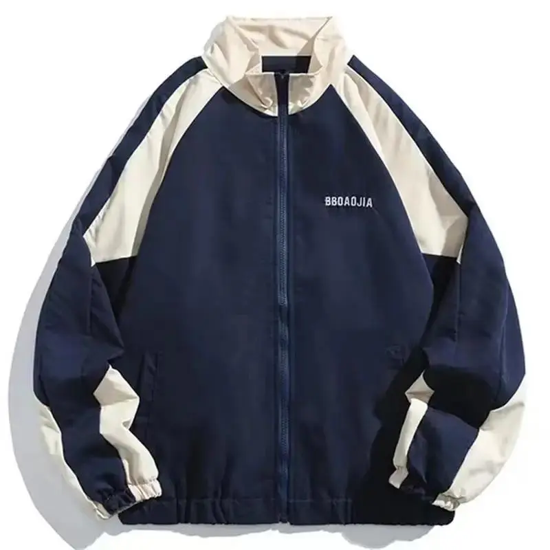 Reflective Striped 2025 Men's Hip Hop Streetwear Zipper Up Thin Windbreaker Jacket Sports Coat Black Blue
