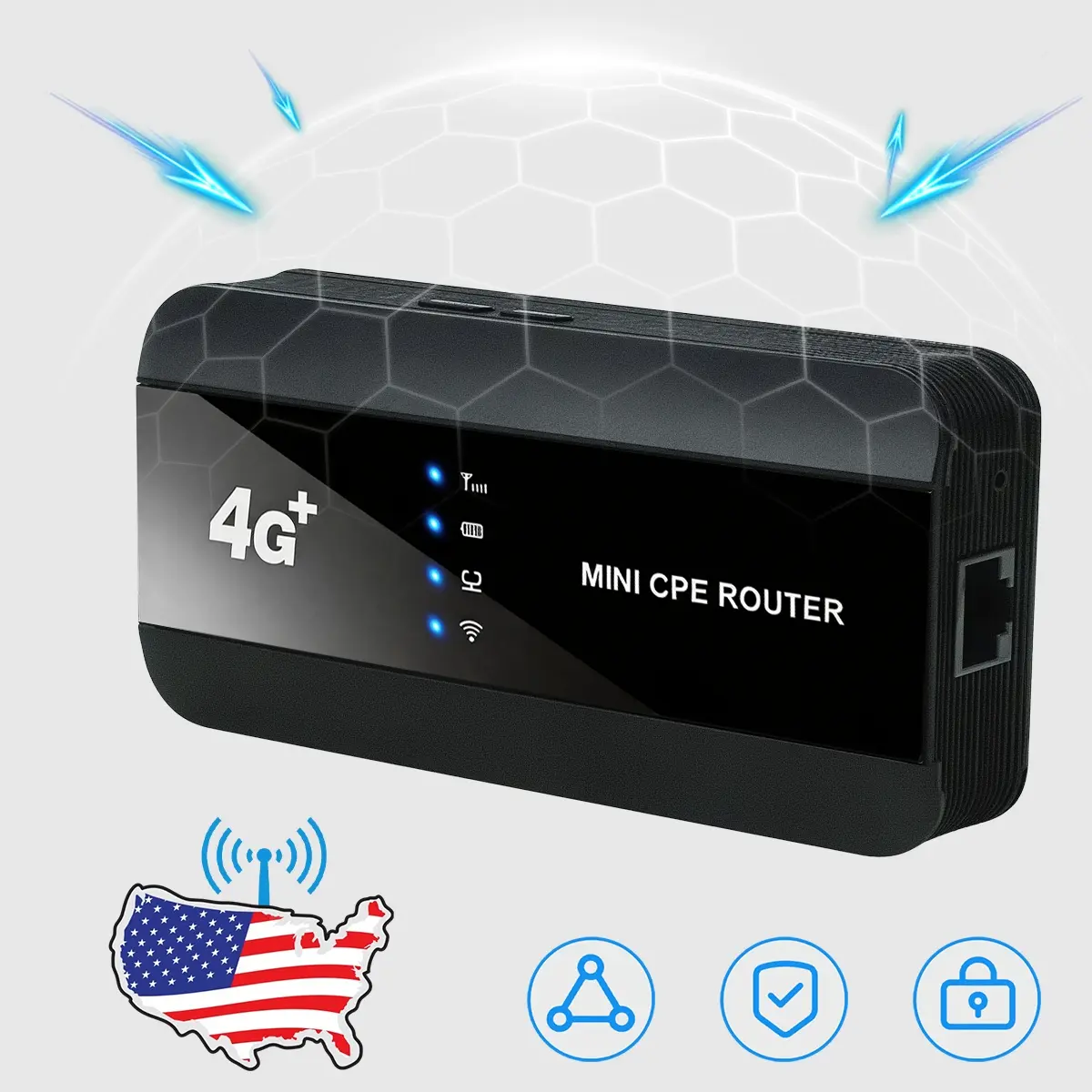 4G LTE Portable WiFi Hotspot, USA Full Band 4G WiFi Router, Mobile Wifi Router, WiFi & Wired LAN Dual Connection, Long-Lasting Rechargeable Travel Router Supports 10 Devices for Camping Road Trip Business Travel