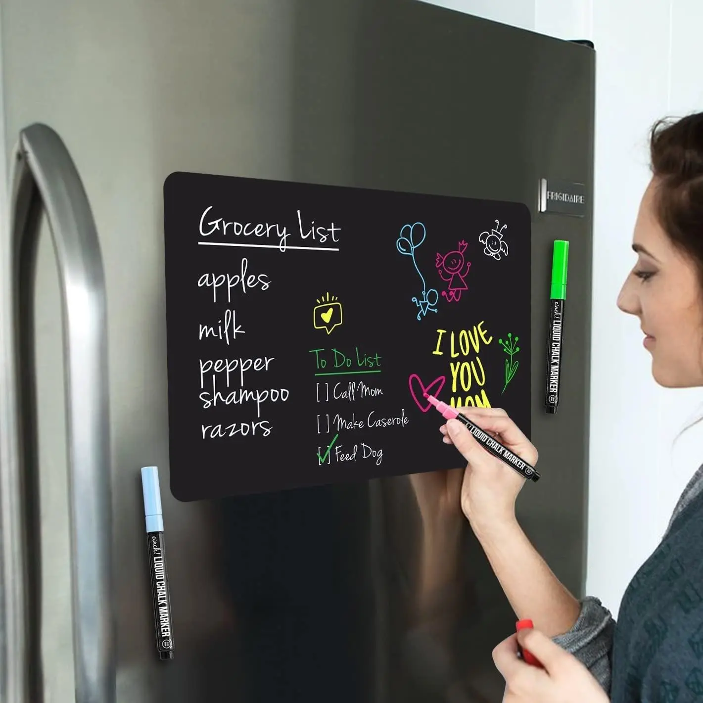 Cinch 17x11 Fridge Whiteboard  - Plus 4 Markers & Big Eraser w/ -  Whiteboard for Fridge, Dry Erase Board, Refrigerator Organizer & Planner