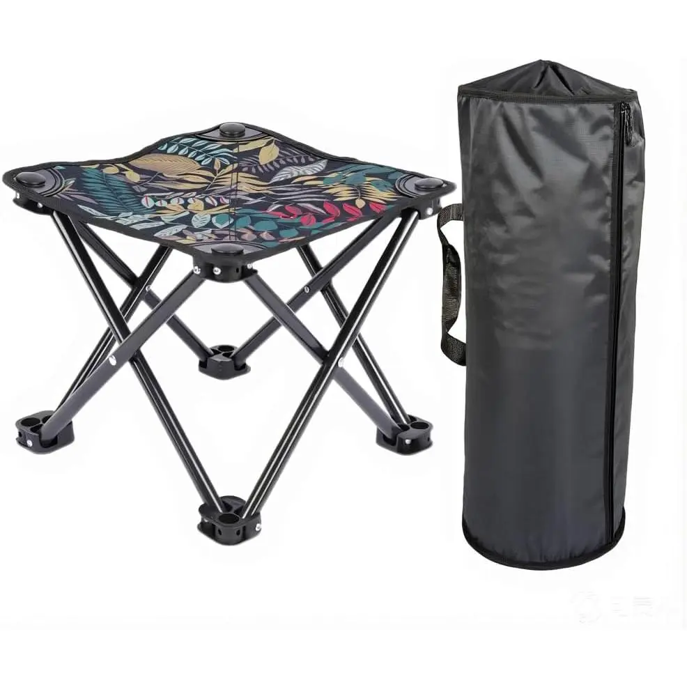 Folding Stool, Portable Collapsible Camping Stool, Outdoor Foot Rest Ottoman, Lightweight Foldable Backpack Stool for Patio, Hiking & Travel