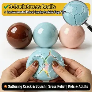 3PCS Crunchy Squishy Handmade Ball, Soft Stress Relief Fidget Toy for Office Adults, Decompression Ball for Desk Calming, Random Colors, Birthday Gift for Coworkers