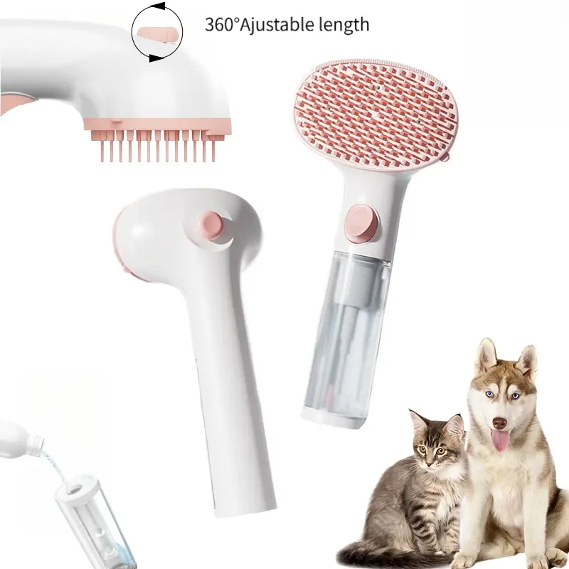 Silicone Universal Pet Grooming Tool - Adjustable Comb Teeth Length, Anhydrous Cleaner for Cats, Pin Brush, Dematting & Double-Sided Hair Solution