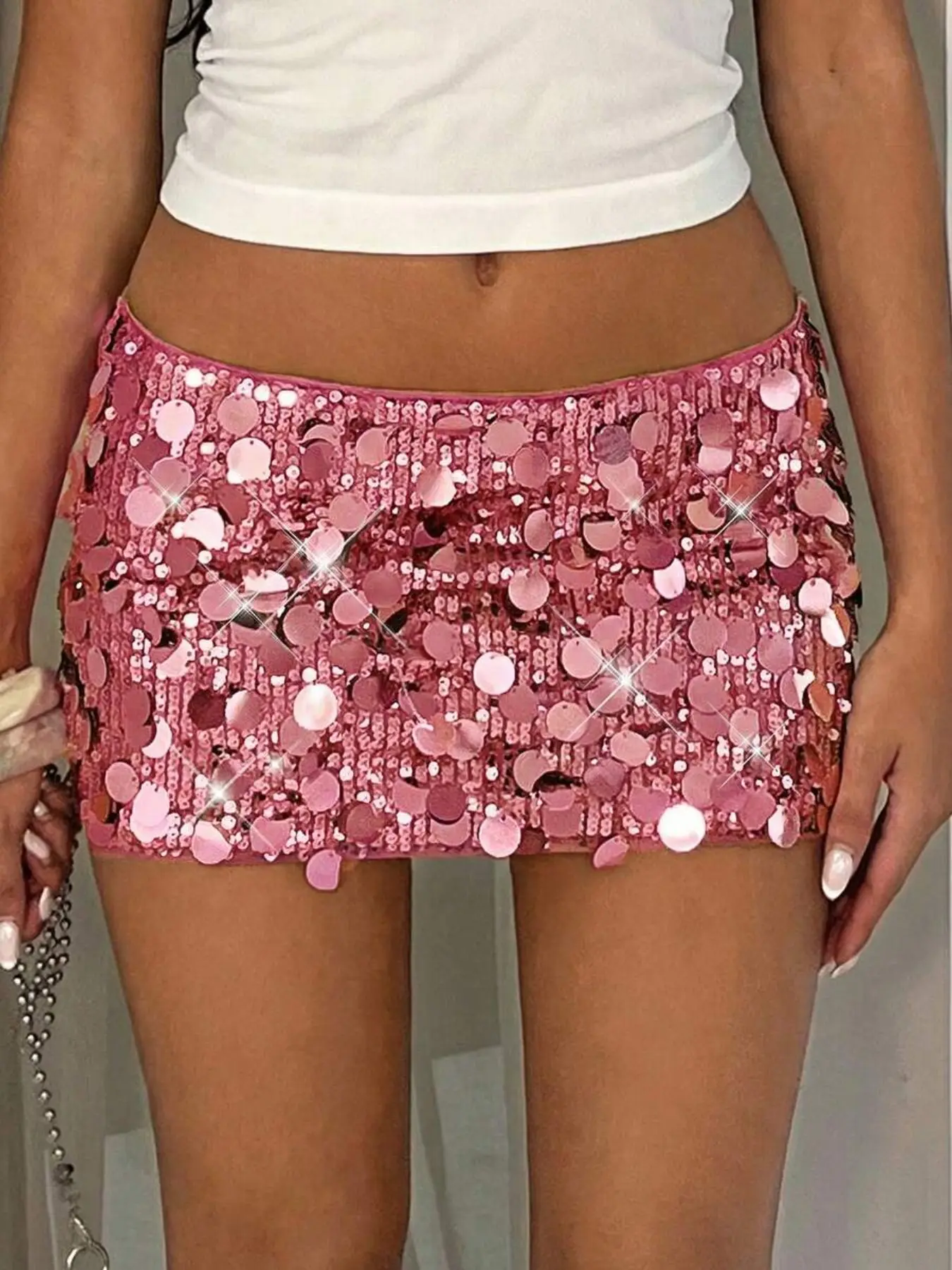 Elegant Women's Short Skirt, Slim Fitting Skirt, Bodycon Fitted Skirt , Plain Sequined Design, Perfect for Parties & Events, Stylish Ladies' Fashion Accessory