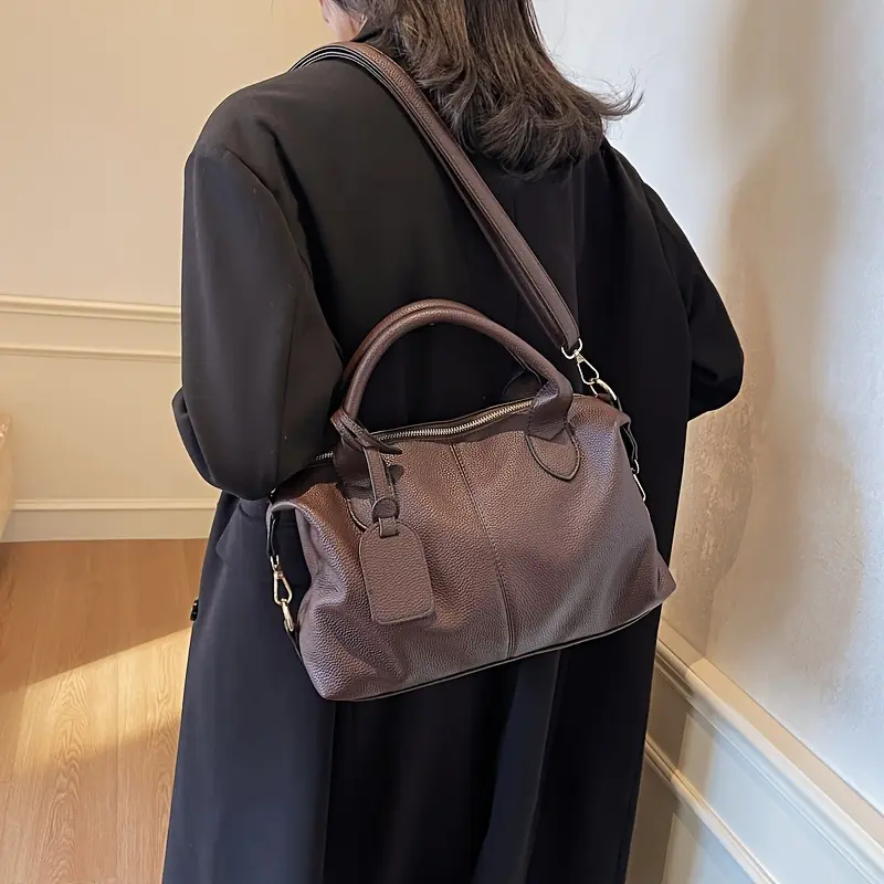 Stylish Large Capacity Women's Handbag - Black Shoulder & Handbag with Detachable Strap, Lightweight and Versatile for Everyday Use
