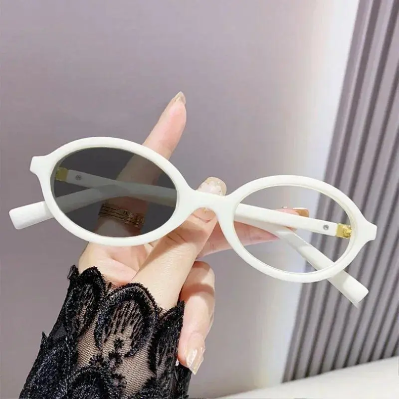 Advanced Elliptical Frame Photochromic Myopia Glasses Anti-Blue Light Glasses Optical Prescription Eyeglasses 0 TO -4.0