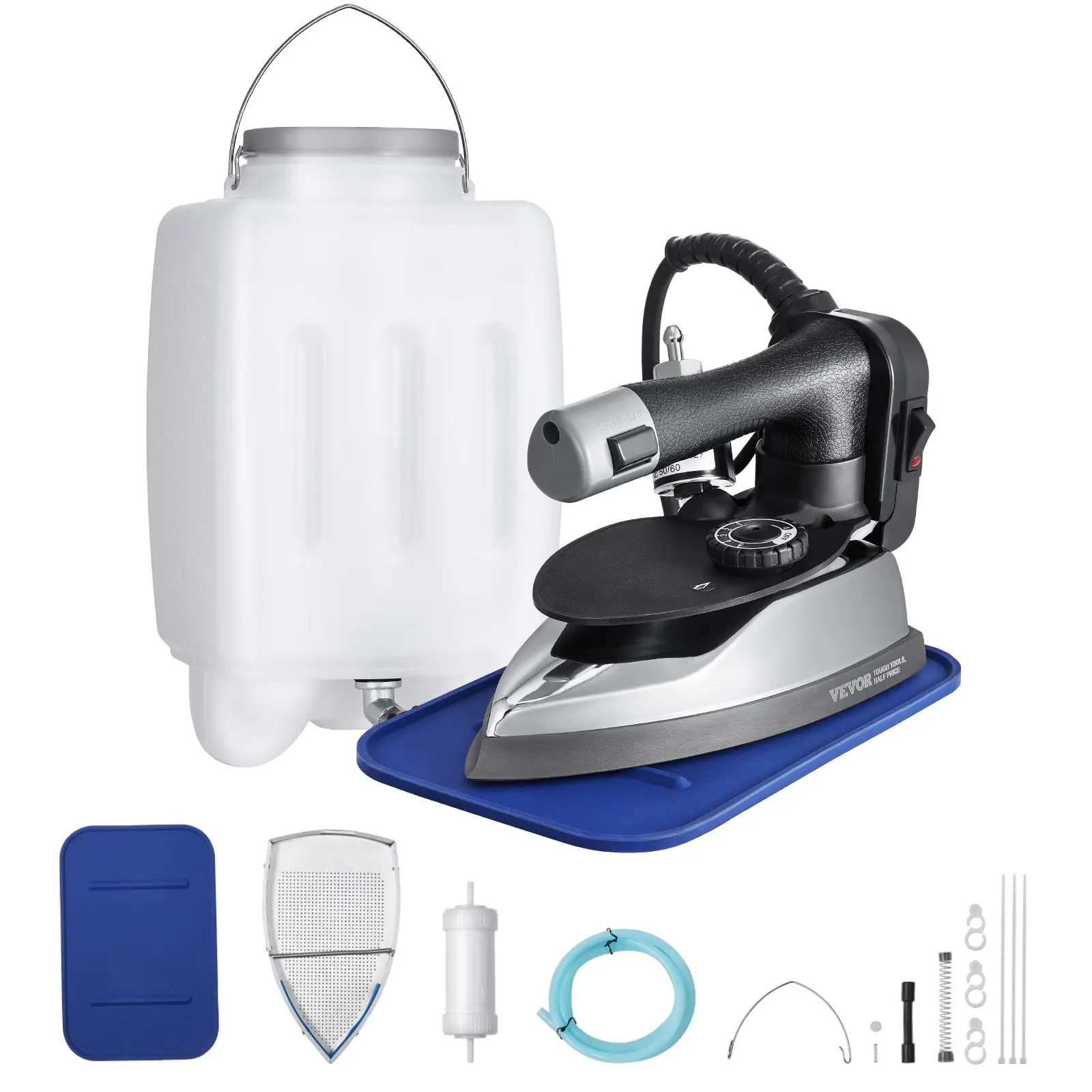 【DealsForYouDays】VEVOR Gravity Feed Steam Iron, 1000W Gravity Feed Iron with 3.5 L Large Capacity Tank, Demineralizer Cartridges, Non-Stick Ironing Shoe, 5 Temperature Settings, Industrial Electric Steam for Ironing